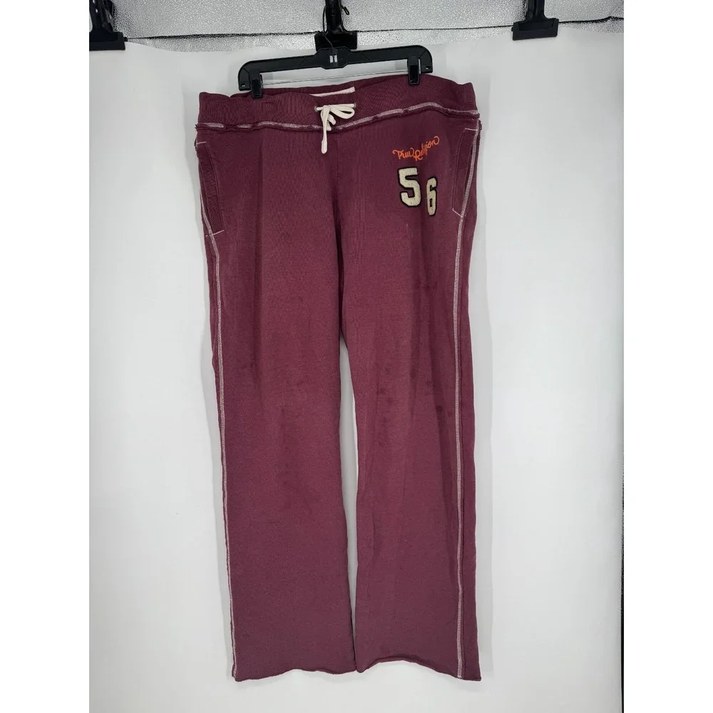 True Religion Baggy Sweatpants Straight Leg Mens 2XL Burgundy Fleece‎ Maroon #56